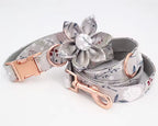 Silver Meadow Floral Dog Collar and Leash Set