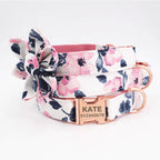 Blush Petals Floral Dog Collar and Leash Set