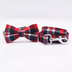 DDPaws  collar bow leash / XS(15-25cm Length) plaid Dog collar pet cat dog shirt collar with bow tie&checked dog bandana scarf,by handmade