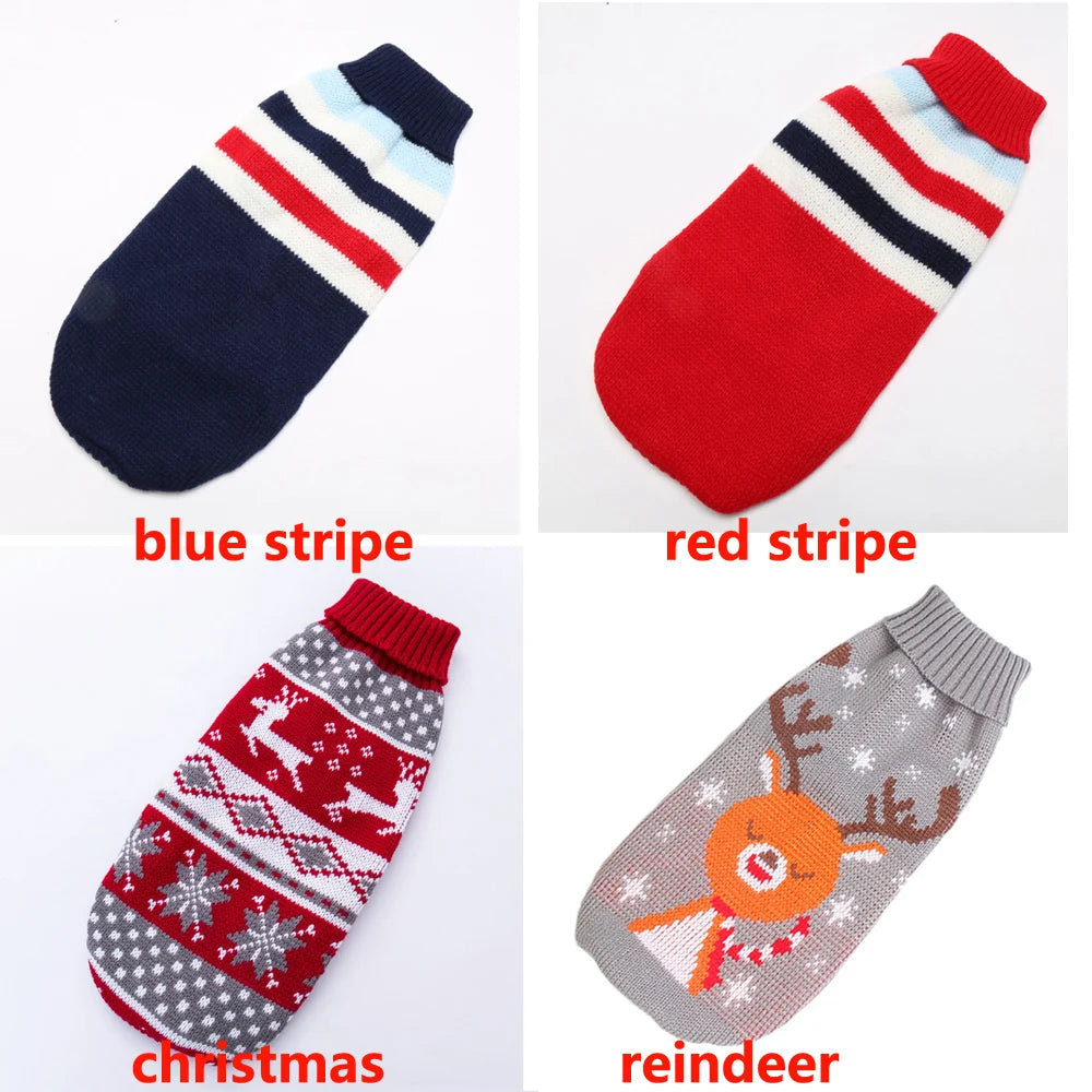 Winter Knitted Dog Sweater – Warm Striped Pullover for Small to Large Dogs