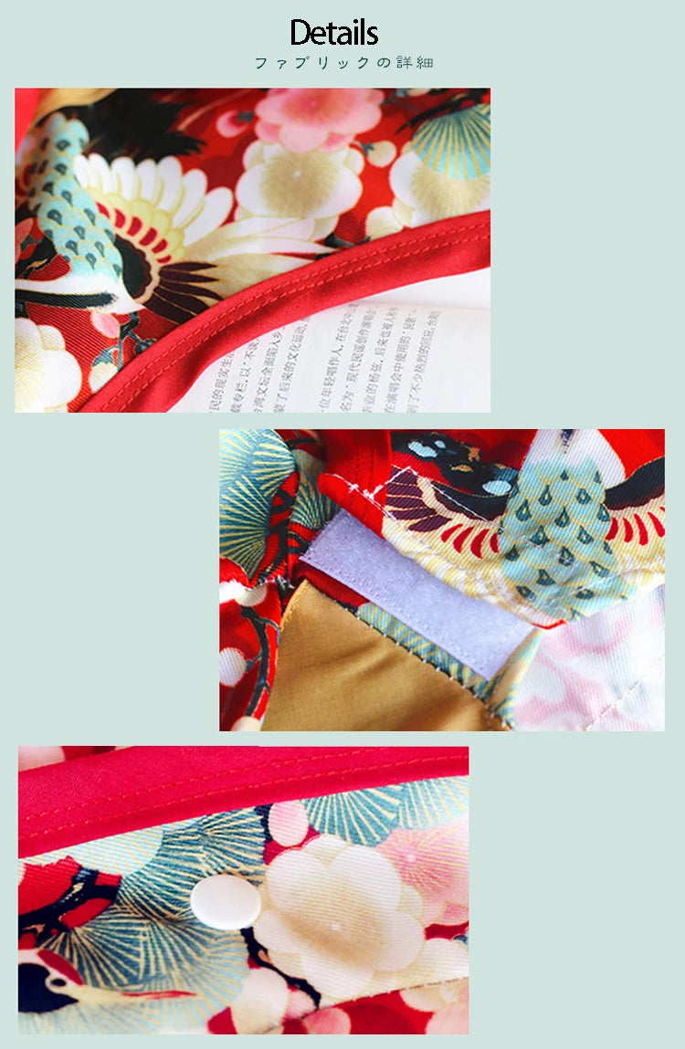 Japanese Kimono Pet Outfit – Cherry Blossom Crane Print Cosplay Coat for Dogs & Cats