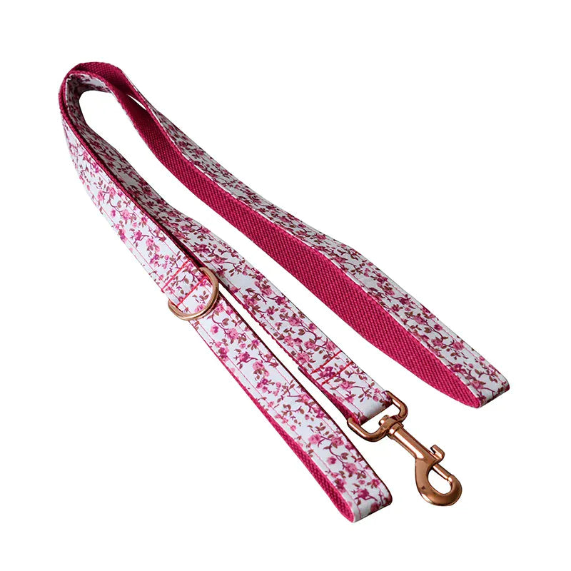 Personalized Floral Dog Collar Leash Set