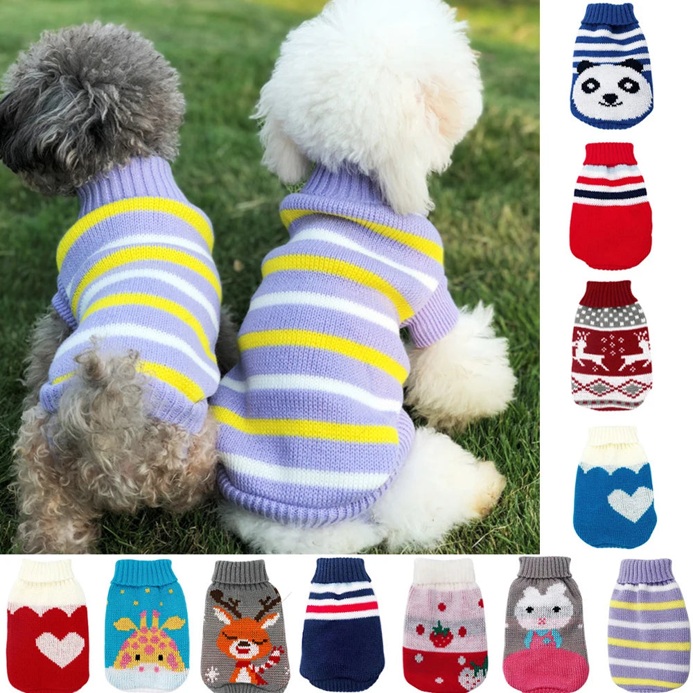 Christmas Deer Pet Sweater – Warm Knitted Holiday Outfit for Small Dogs & Cats
