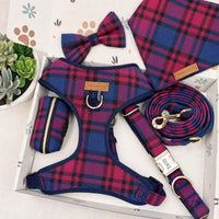 Designed Berry Plaid Dog Vest Set
