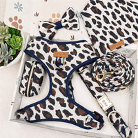 Designed Snow Leopard Dog Vest Set