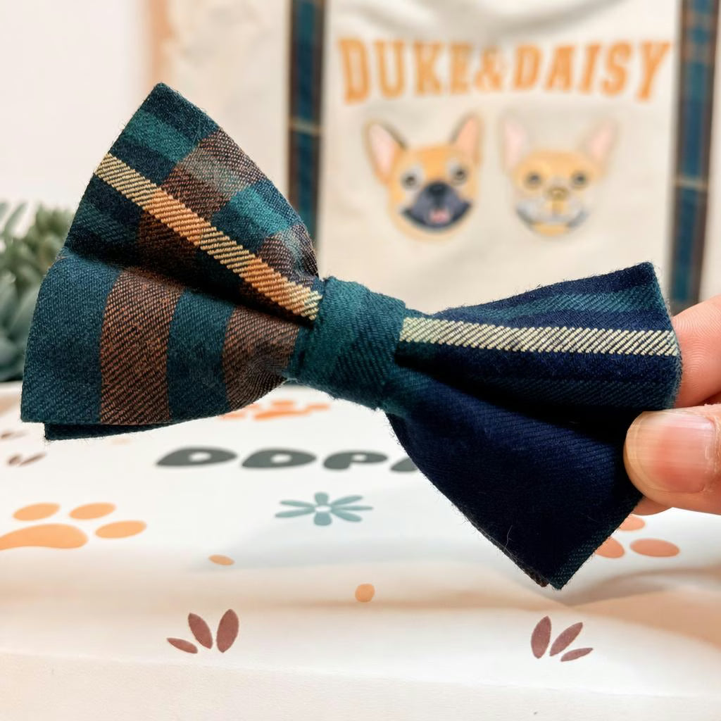 Designed Navy Plaid Dog Vest Set