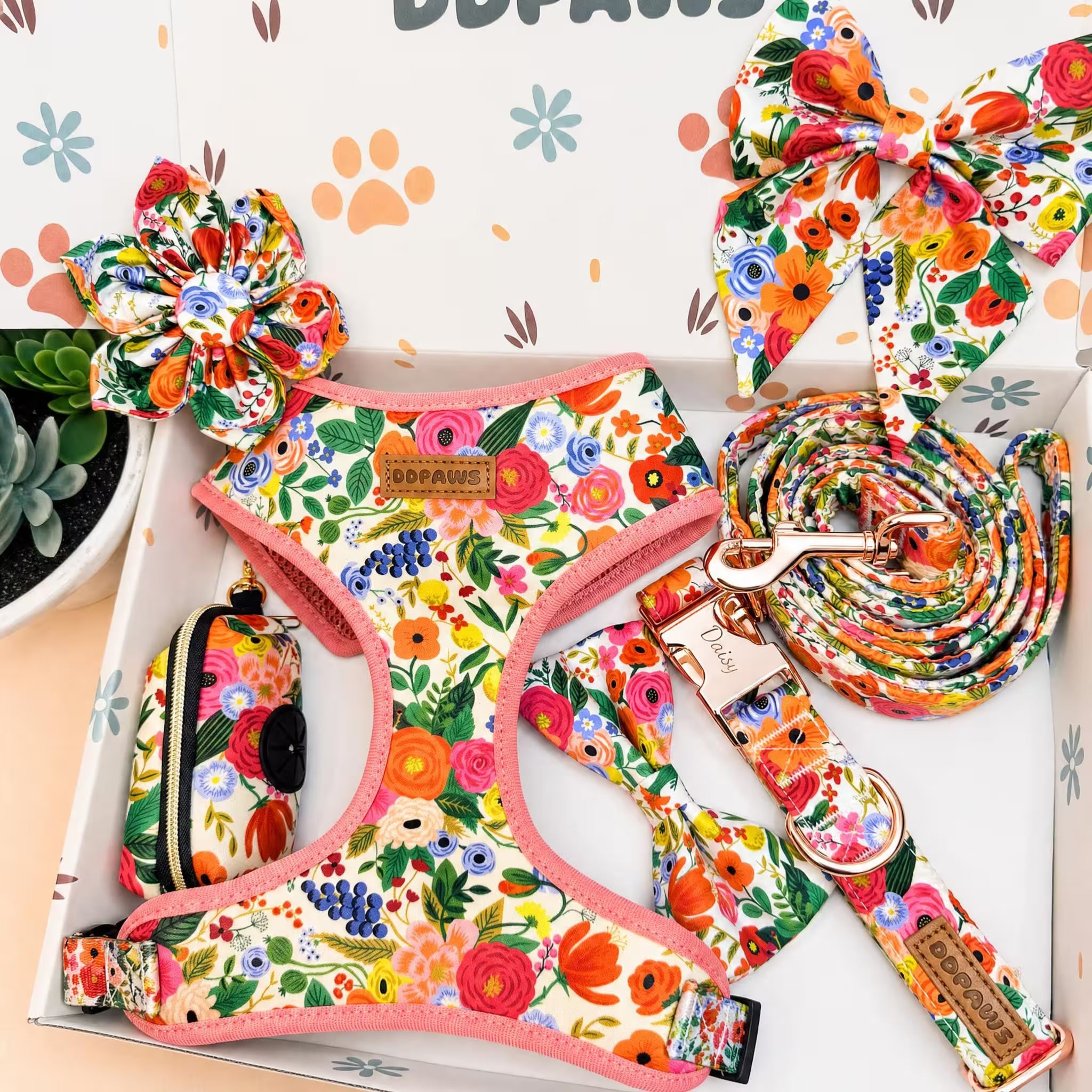 Designed Spring Floral Dog Vest Set