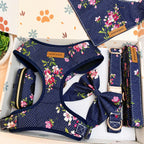 Designed Navy Floral Dog Vest Set