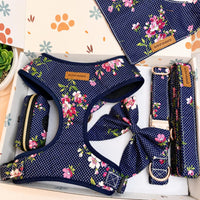 Designed Navy Floral Dog Vest Set