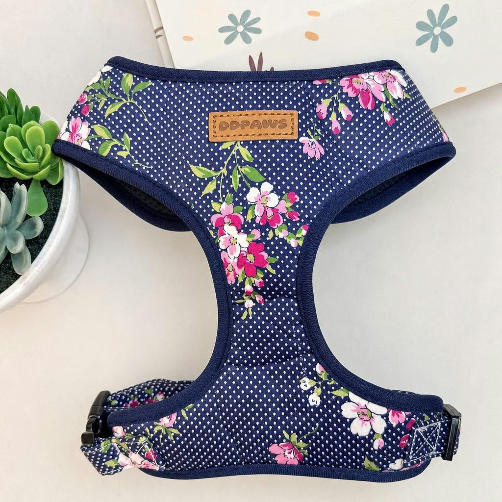 Designed Navy Floral Dog Vest Set