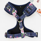 Designed Navy Floral Dog Vest Set