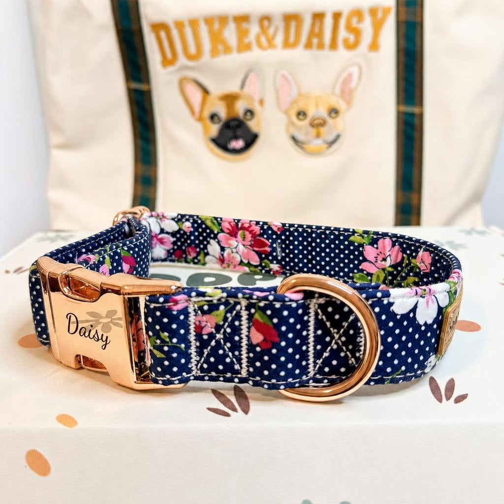 Designed Navy Floral Dog Vest Set