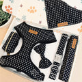 Designed Black Polka Dot Dog Vest Set