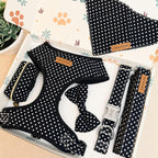 Designed Black Polka Dot Dog Vest Set