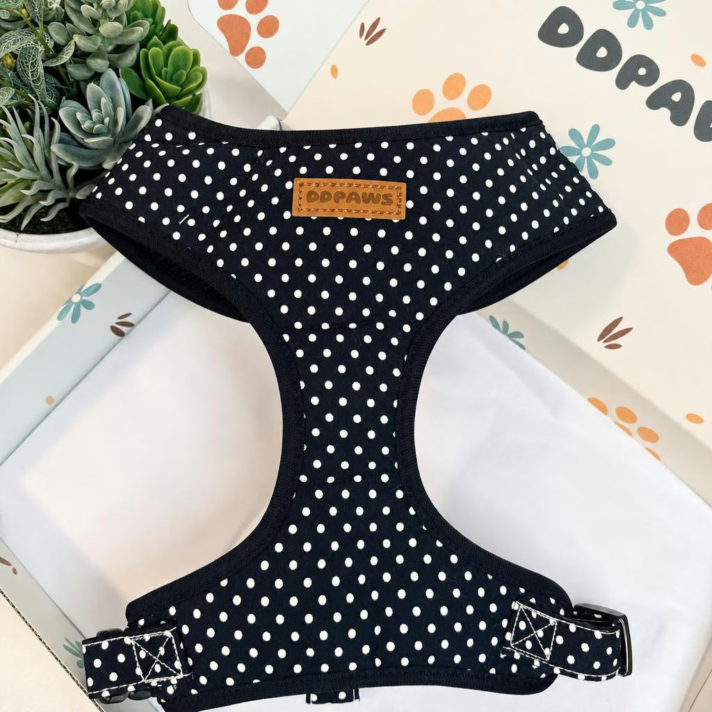 Designed Black Polka Dot Dog Vest Set