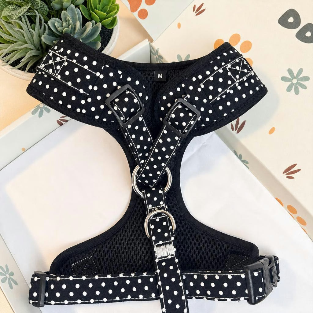 Designed Black Polka Dot Dog Vest Set