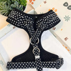 Designed Black Polka Dot Dog Vest Set