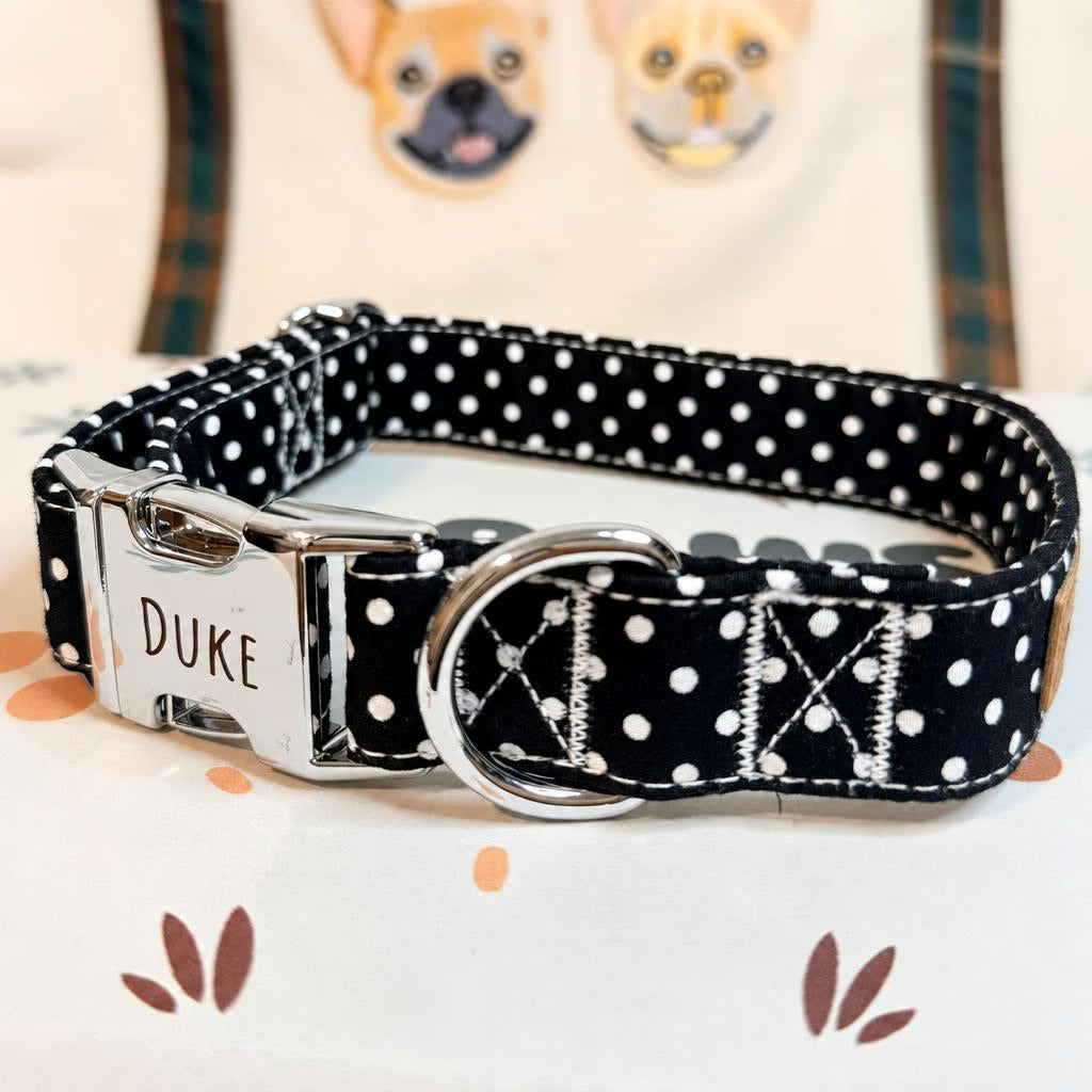 Designed Black Polka Dot Dog Vest Set