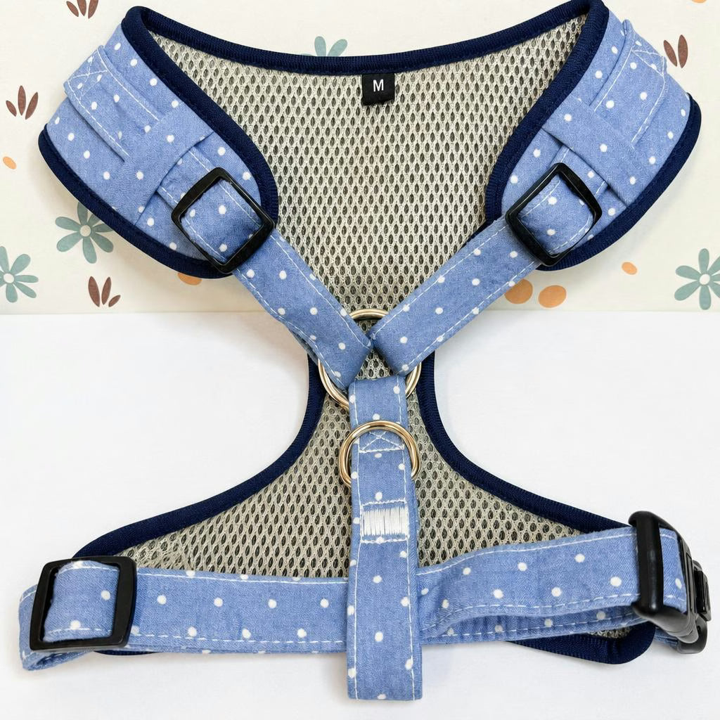 Designed Blue Polka Dot Dog Vest Set