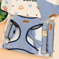 Designed Blue White Stripe Dog Vest Set