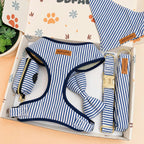 Designed Blue White Stripe Dog Vest Set