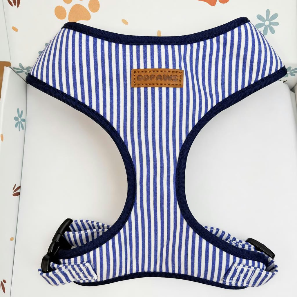 Designed Blue White Stripe Dog Vest Set