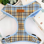 Designed Blue Brown Plaid Dog Vest Set