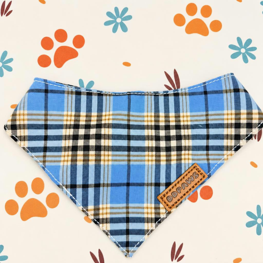 Designed Blue Brown Plaid Dog Vest Set