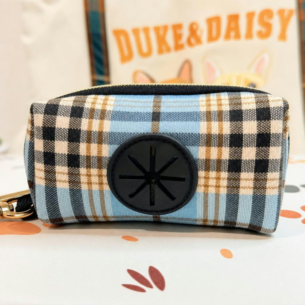 Designed Blue Brown Plaid Dog Vest Set