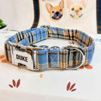 Designed Blue Brown Plaid Dog Vest Set