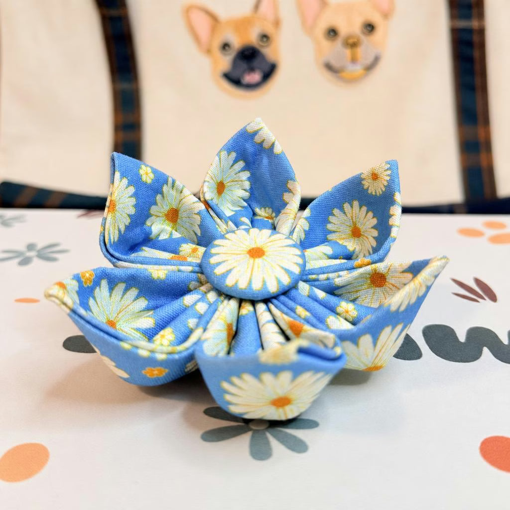 Designed Blue Daisy Floral Dog Vest Set
