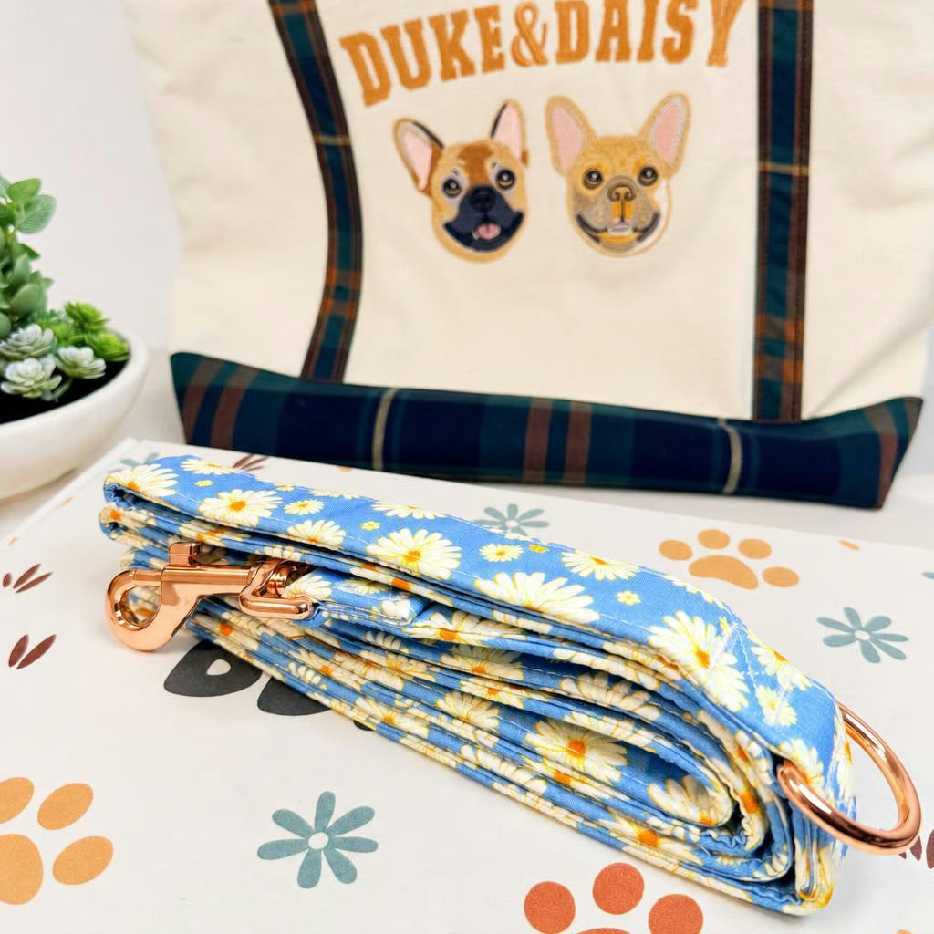 Designed Blue Daisy Floral Dog Vest Set