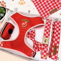Designed Red Caro Dog Vest Set
