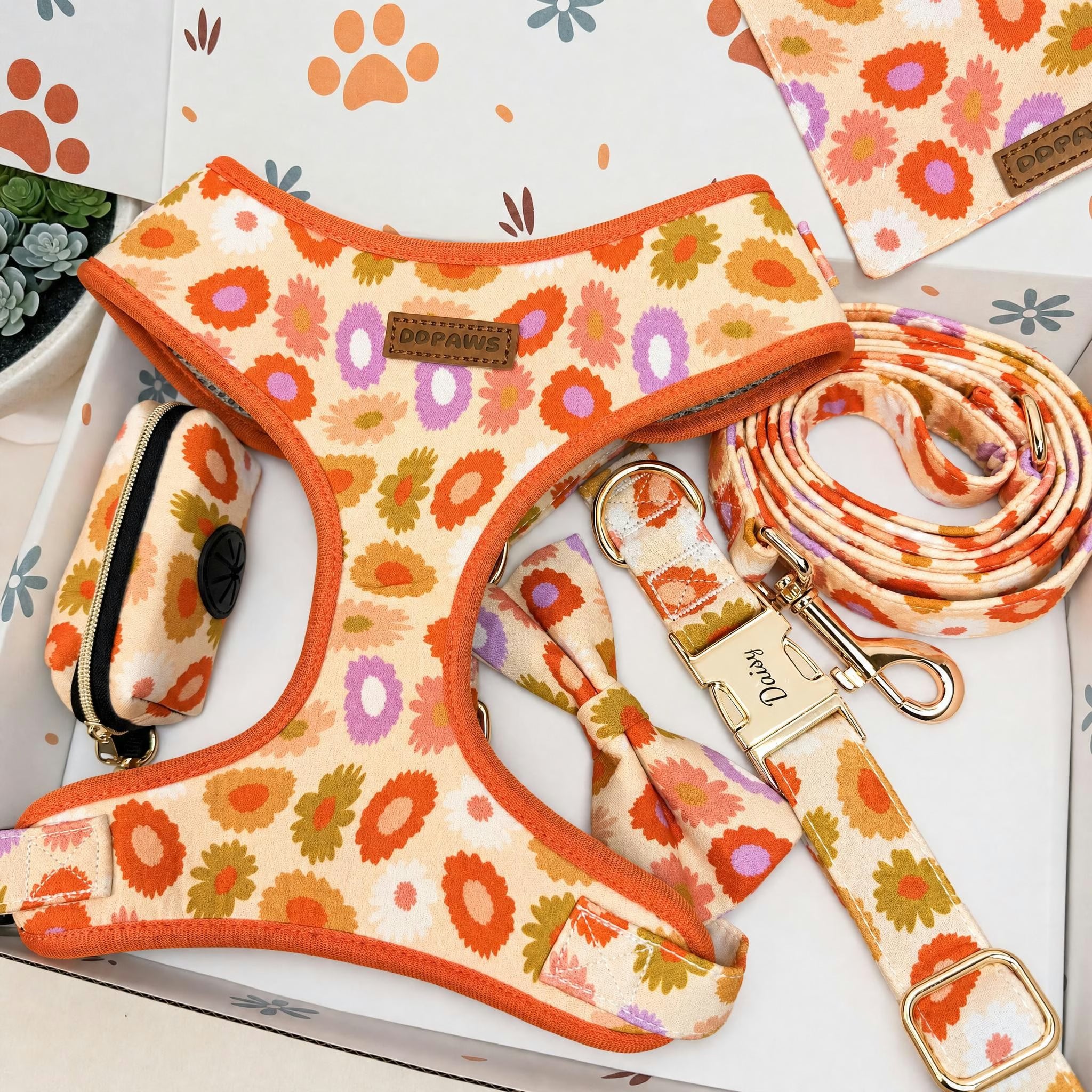 Designed Autumn Floral Dog Vest Set