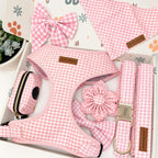 Designed Pink Caro Dog Vest Set