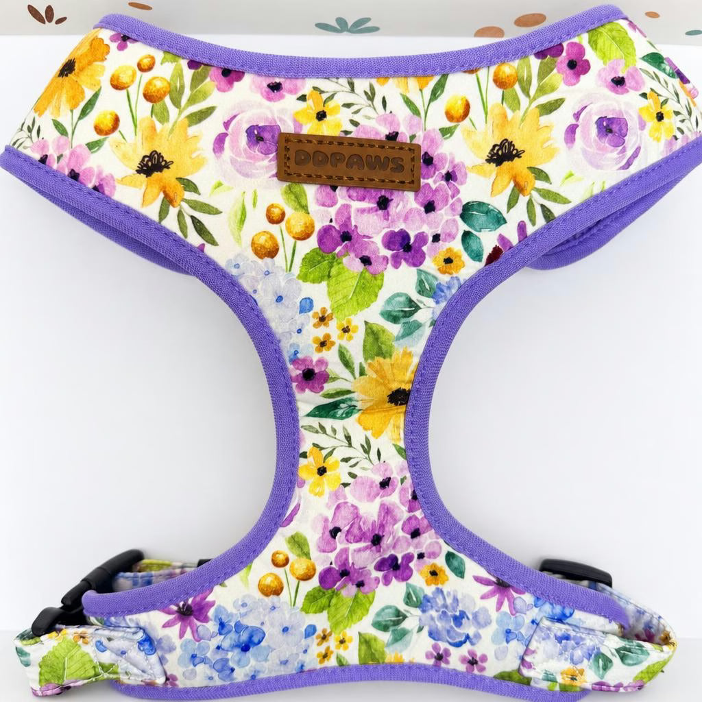 Designed Lavender Meadow Floral Dog Vest Set