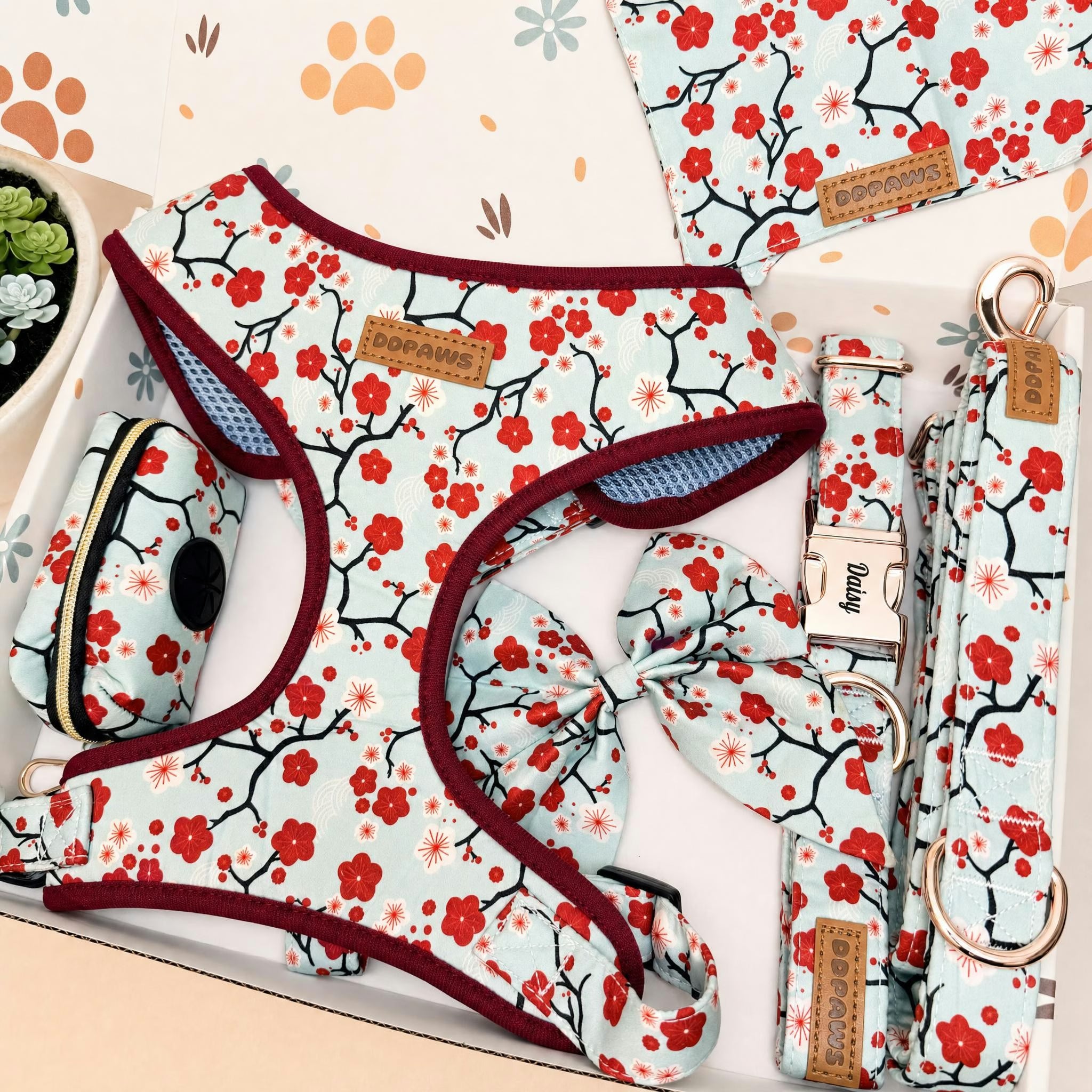 Designed Sakura Bloom Floral Dog Vest Set