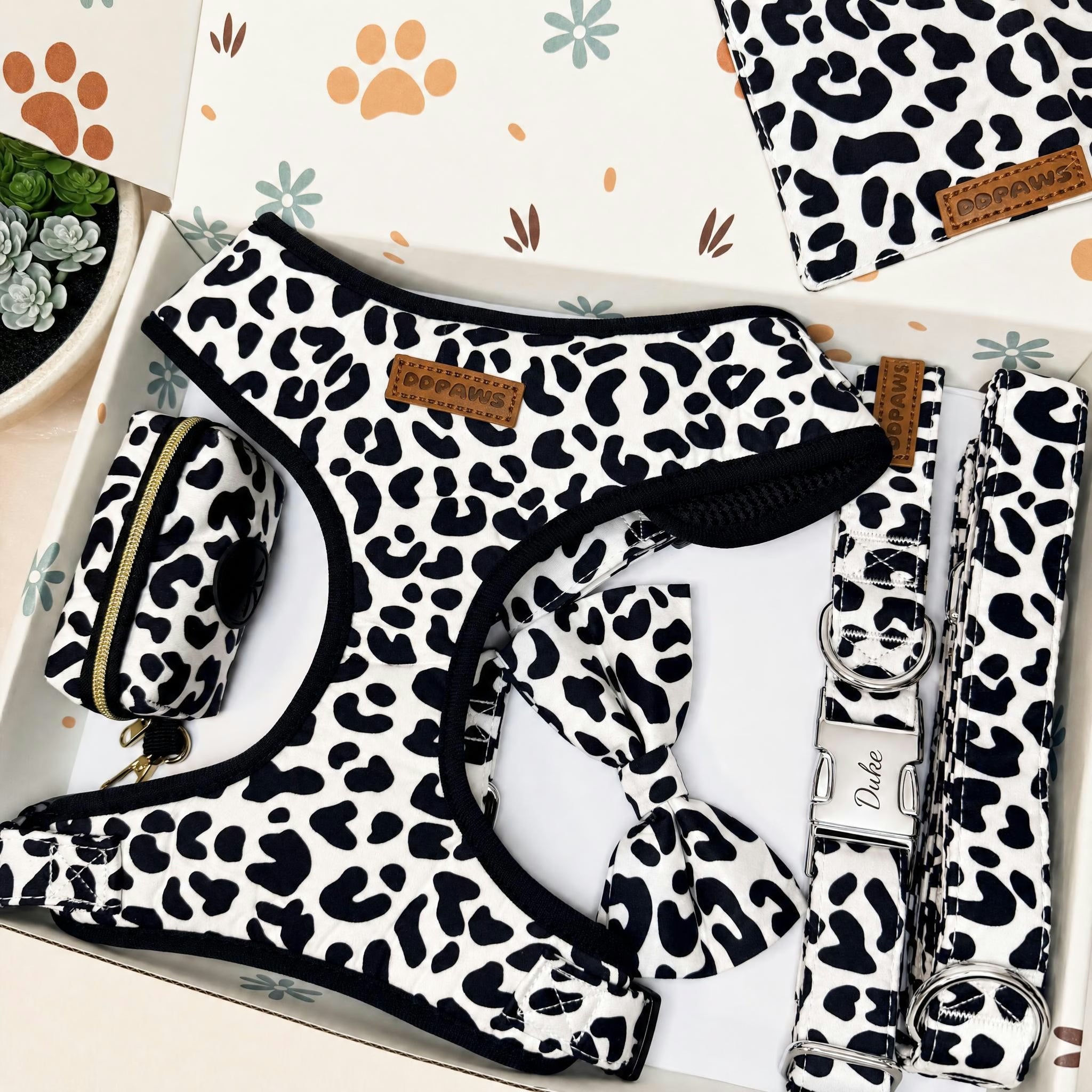 Designed Cow Dog Vest Set