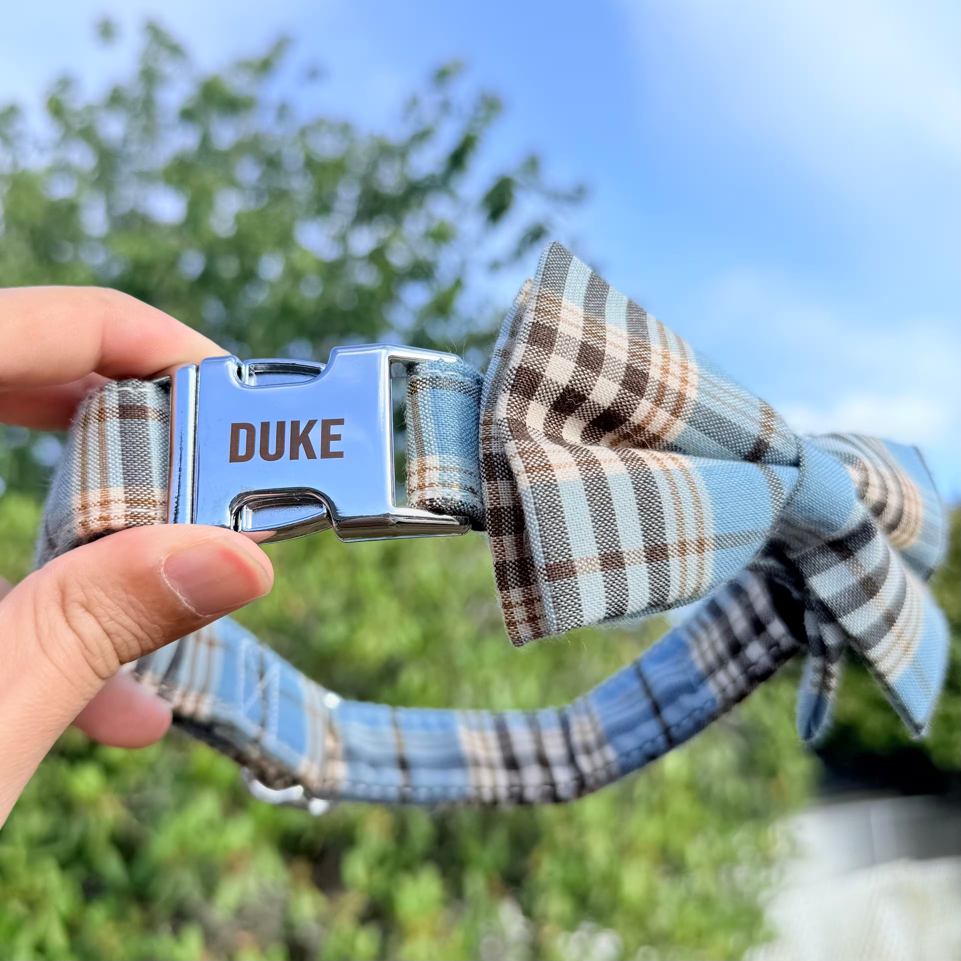 Designed Blue Brown Plaid Dog Vest Set