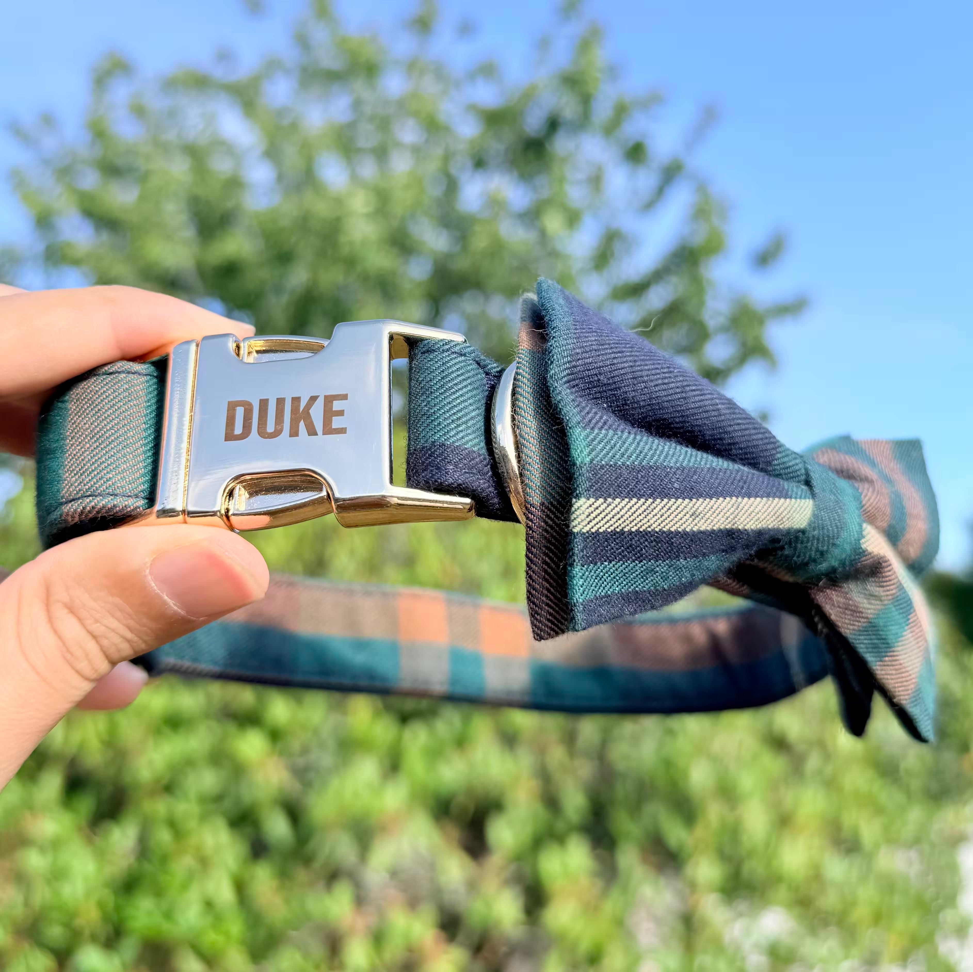 Designed Navy Plaid Dog Vest Set