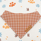 Designed Orange Gingham Dog Harness Set