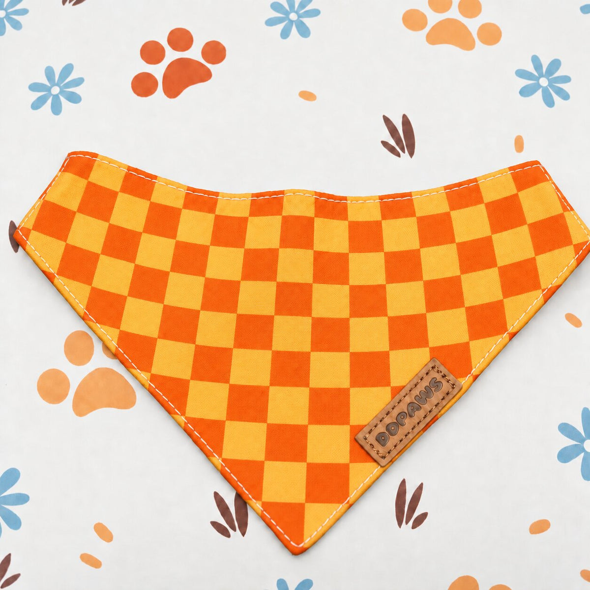 Designed Orange-Yellow Caro Dog Vest Set