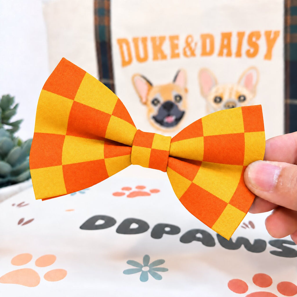 Designed Orange-Yellow Caro Dog Vest Set