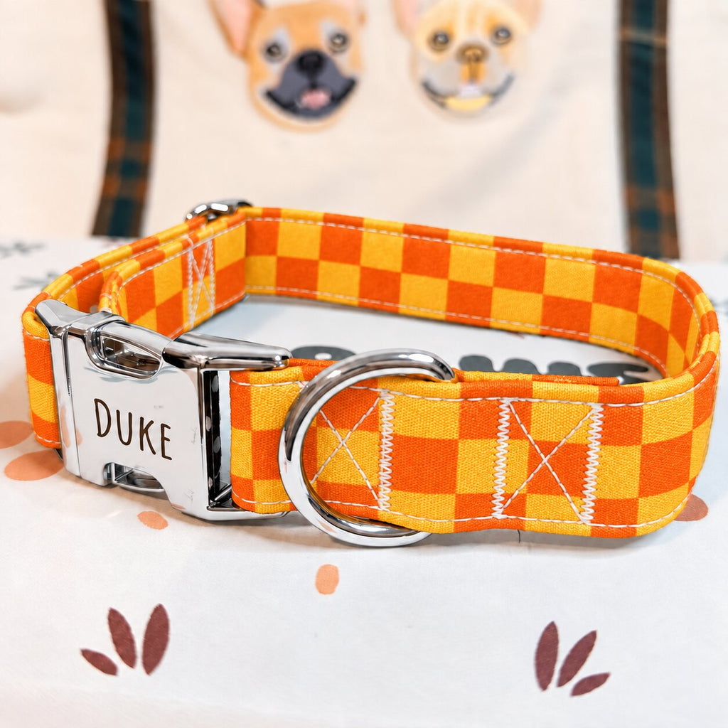 Designed Orange-Yellow Caro Dog Vest Set