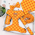 Designed Orange-Yellow Caro Dog Vest Set