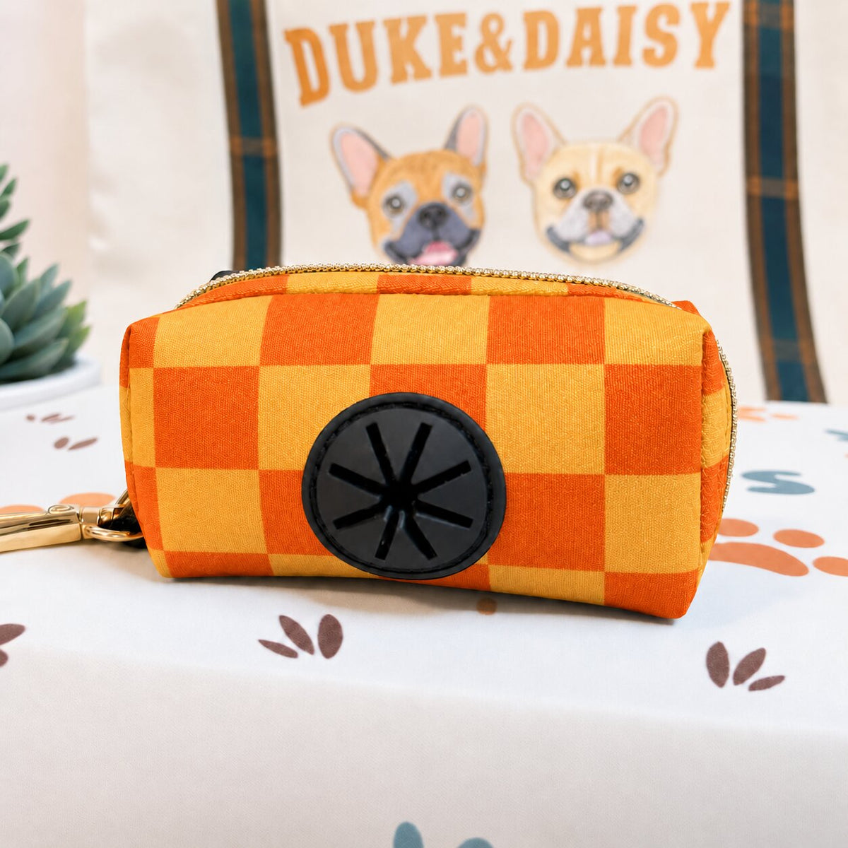 Designed Orange-Yellow Caro Dog Vest Set