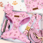 Designed Pink Blossom Floral Dog Vest Set