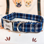 Designed Blue Plaid Dog Harness Set