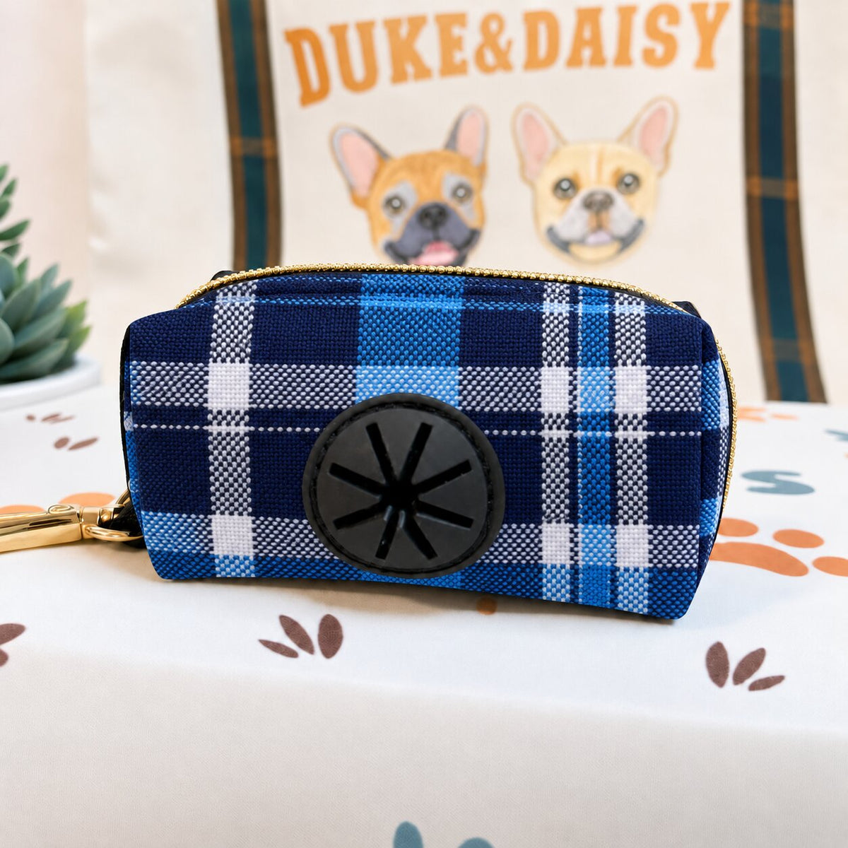 Designed Blue Plaid Dog Harness Set