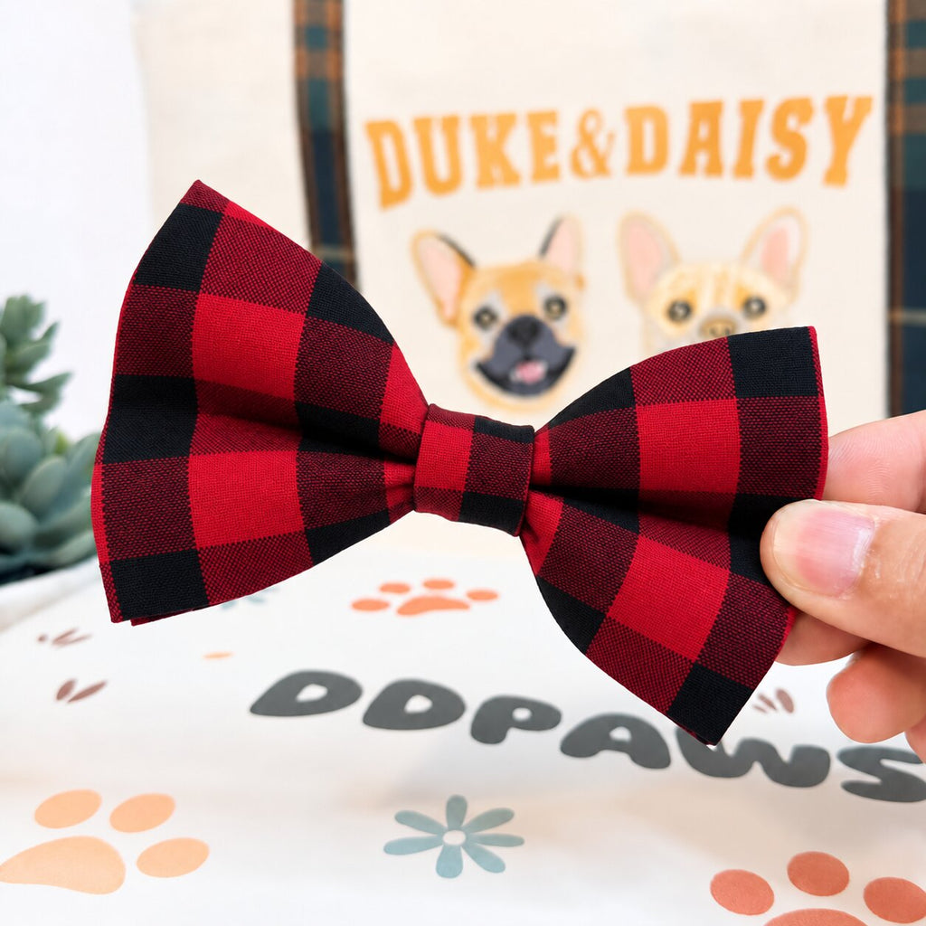 Designed Red Buffalo Plaid Dog Harness Set